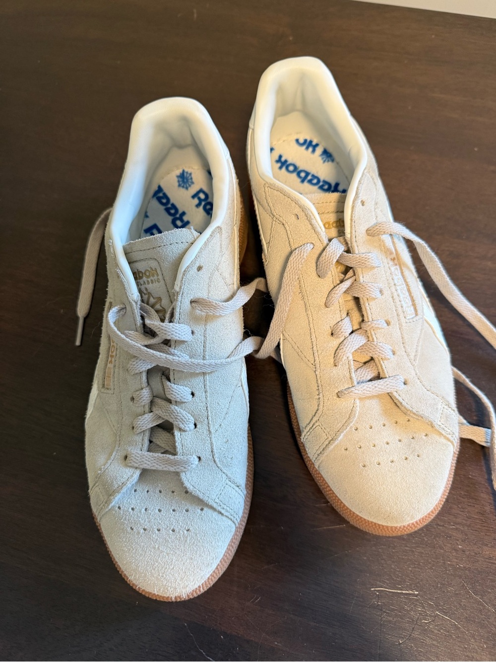 Reebok Beige Suede Low-Top Sneakers